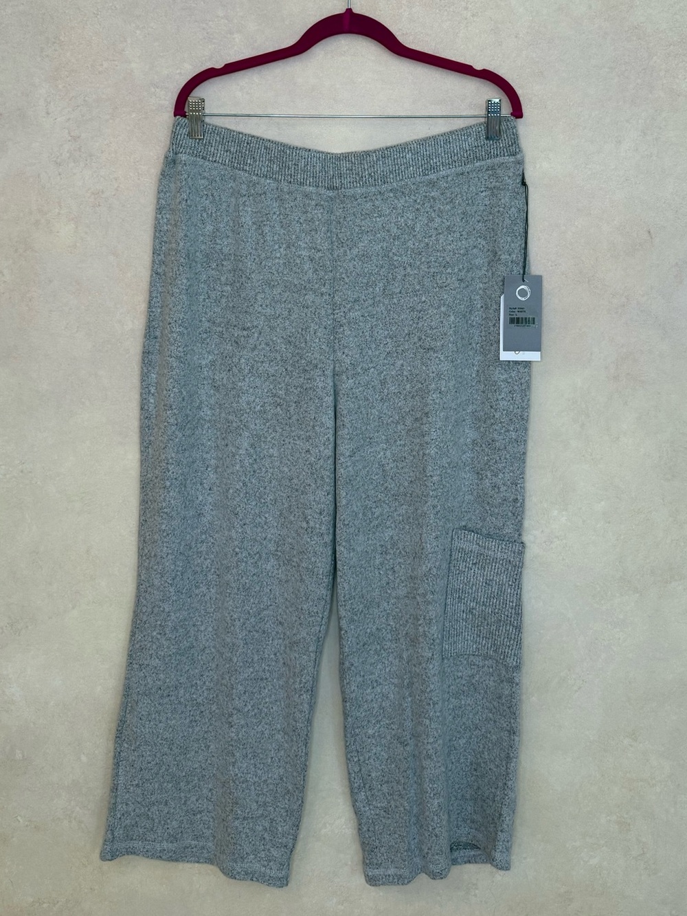 Cozy Knit Wide-Leg Pants in Heather Gray
